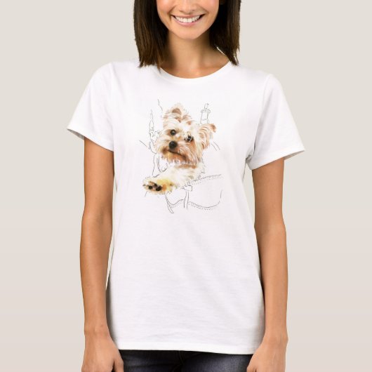 Yorkie in Backpack - Color Zeichnend T - Shirt (Vorderseite)