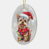 Yorkie in Christmas Lights Keramik Ornament (Links)