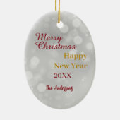 Yorkie in Christmas Lights Keramik Ornament (Hinten)