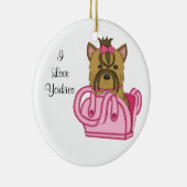 Yorkie in der Geldbeutel-Weihnachtsverzierung Keramik Ornament (Rechts)