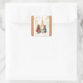 Yorkie in Paris & Eiffelturm Quadratischer Aufkleber (Tasche)