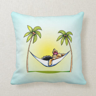 Yorkie Insel-Prinzessin Weg-Leine Art™ Kissen