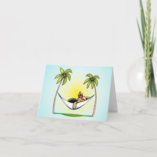 Yorkie Island Princess Off-Leash Art™ Vielen Dank Dankeskarte (Vorderseite)