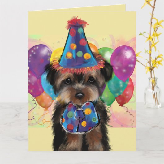 YORKIE KARTE (Gelbe Blume)