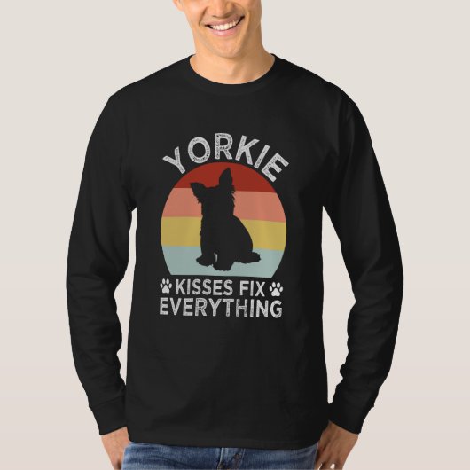 Yorkie Kisses Fix Everything Yorkshire Terrier Hum T-Shirt (Vorderseite)