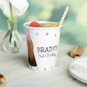 Yorkie Lasse Pawty Dog Birthday Party Paper Cup Pappbecher