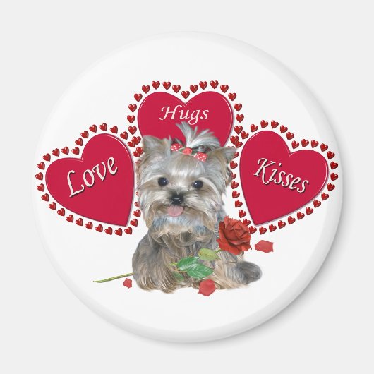 Yorkie Liebe Hug Kisses Magnet (Vorne)