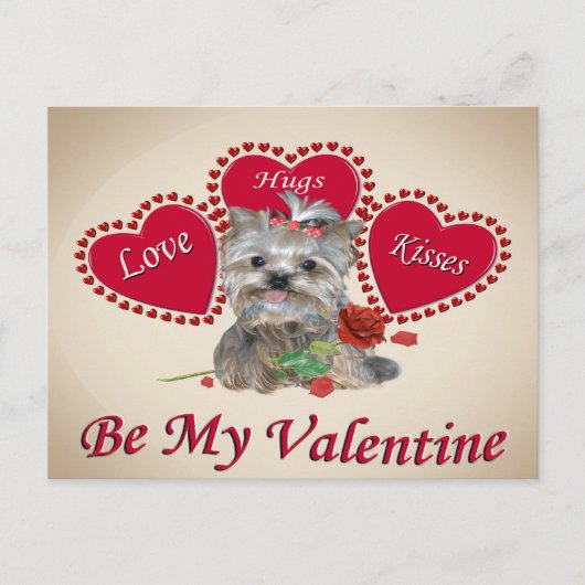 Yorkie Liebe Hugs und Kisses Postkarte (Vorderseite)