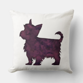Yorkie Lila Watercolor Silhouette Kissen