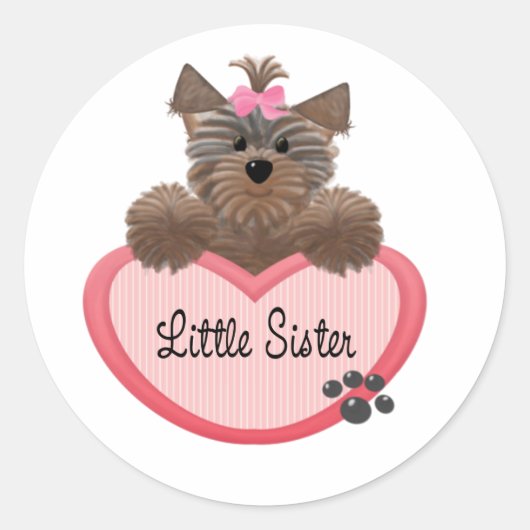 Yorkie Little Sister Runder Aufkleber (Vorderseite)
