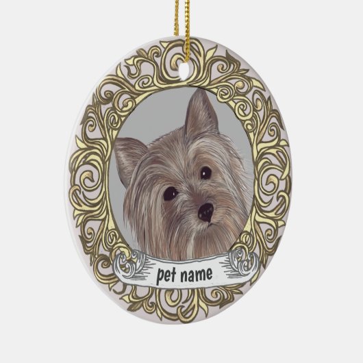 Yorkie Love Memory-Ornament Keramik Ornament (Rechts)