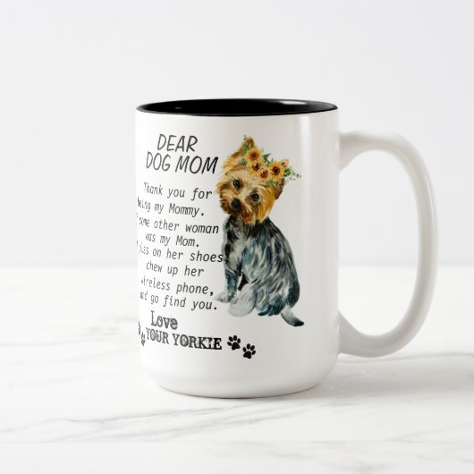 Yorkie Mama Best Quote Zweifarbige Tasse (Rechts)