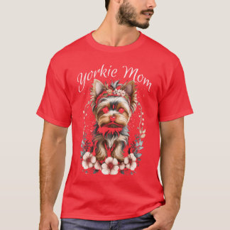 Yorkie-Mama Blumen Yorkshire Terrier Lustiger Hund T-Shirt