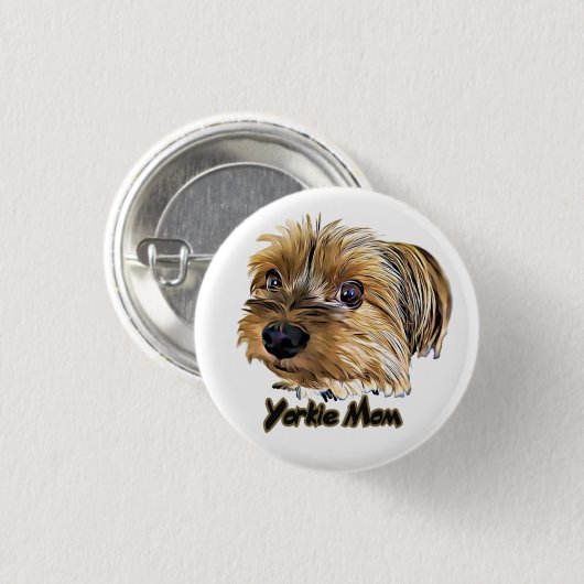Yorkie Mama Niedlich Yorkshire Terrier Yorkie face Button (Vorne & Hinten)