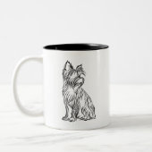 Yorkie Mama seit 20xx w Yorkie Sketch Zweifarbige Tasse (Links)
