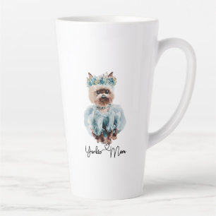 Yorkie-Mama Süßer Yorkie mit blauem Kleid Kunst Milchtasse