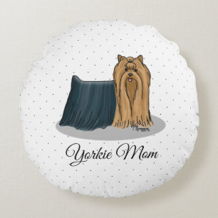 Yorkie Mama (Yorkshire Terrier Mama) Niedliche Hun Rundes Kissen
