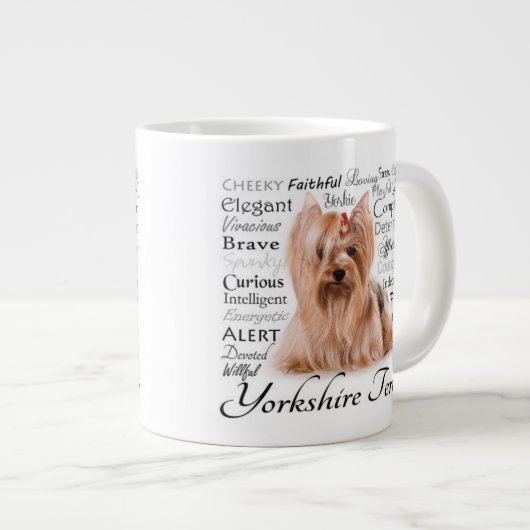 Yorkie Merkmal-Tasse Jumbo-Tasse (Vorderseite Rechts)