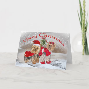 Yorkie Merry Christmas mit Mistletokarten Feiertagskarte