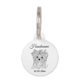 Yorkie Minimalist Line Art Personalized Dog Tag Haustiermarke