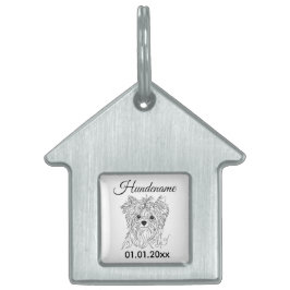 Yorkie Minimalist Line Art Personalized Dog Tag Tiermarke