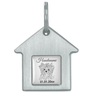 Yorkie Minimalist Line Art Personalized Dog Tag Tiermarke