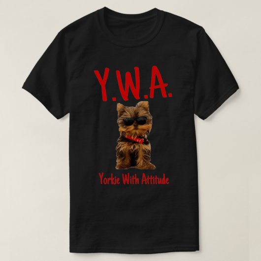 Yorkie mit Attitude cool, lustig, niedlich, Hund,  T-Shirt (Design vorne)