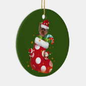 Yorkie mit Hat Sock Christmas Keramik Ornament (Rechts)