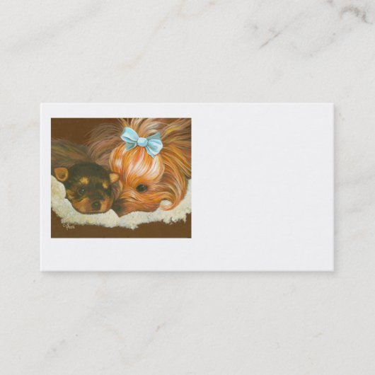 Yorkie mit Welpe Business Card Visitenkarte (Vorderseite)