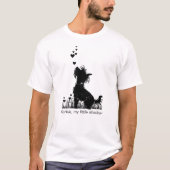 Yorkie My Little Shadow Hearts Liebe Silhouette E7 T-Shirt (Vorderseite)