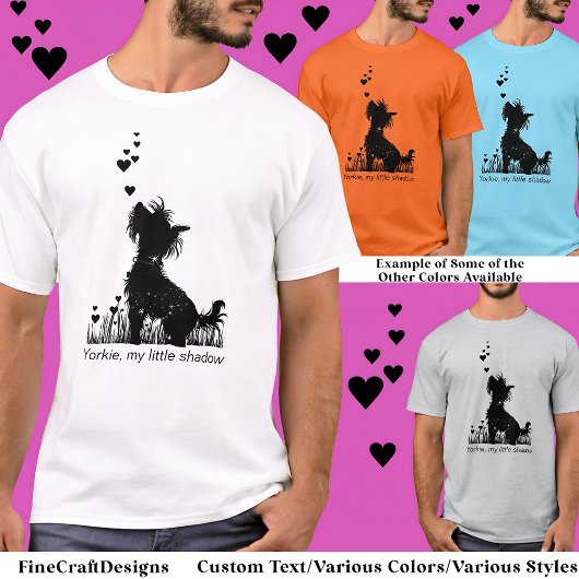 Yorkie My Little Shadow Hearts Liebe Silhouette E7 T-Shirt