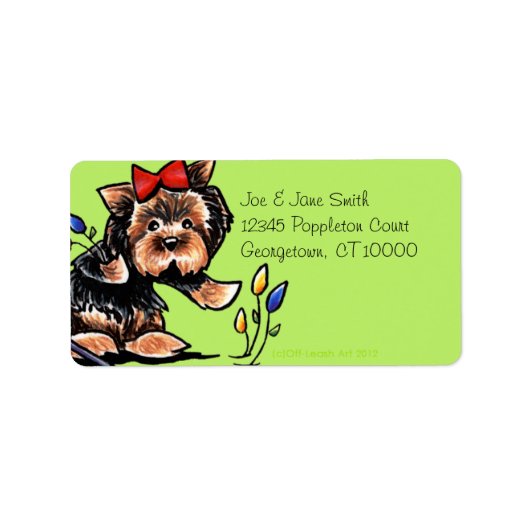 Yorkie n Tulips Olive Adressaufkleber (Vorne)