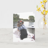 Yorkie Notecard gegangene Fischerei Karte (Gelbe Blume)