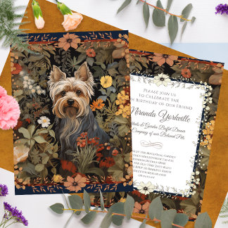 Yorkie oder Silky Terrier William Morris Style Einladung
