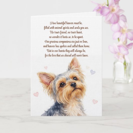 Yorkie oder Yorkshire Terrier Hund Trauer  Karte (Orchidee)