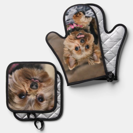 Yorkie Ofenhandschuh & Topflappen-Set (Vorderseite/Rückseite)