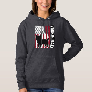 Yorkie Papa Patriotisches Vintage-Gravur-Hunde-Shi Hoodie