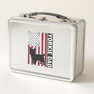 Yorkie Papa Patriotisches Vintage-Gravur-Hunde-Shi Metall Brotdose