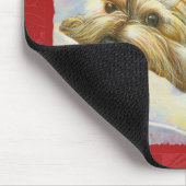 Yorkie Peekaboo Art Rot Mousepad (Ecke)