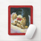 Yorkie Peekaboo Art Rot Mousepad (Mit Mouse)