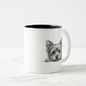 Yorkie Peekaboo Sketch Kaffeetasse (VorderseiteRechts)