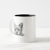 Yorkie Peekaboo Sketch Kaffeetasse (Vorderseite Links)
