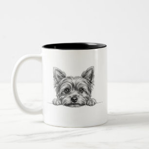 Yorkie Peekaboo Sketch Kaffeetasse