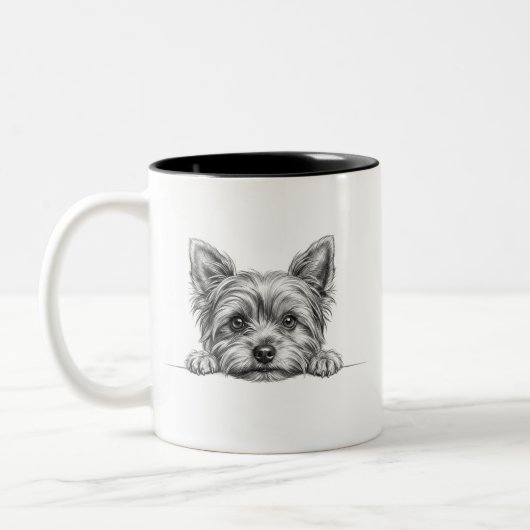 Yorkie Peekaboo Sketch Kaffeetasse (Links)