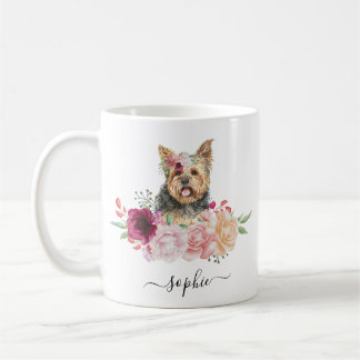 Yorkie Personalisiert Name Floral Coffee Tasse
