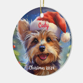 Yorkie Personalisierte Weihnachtsdekoration Keramik Ornament (Links)