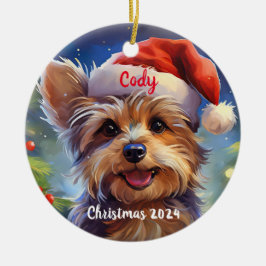 Yorkie Personalisierte Weihnachtsdekoration Keramik Ornament