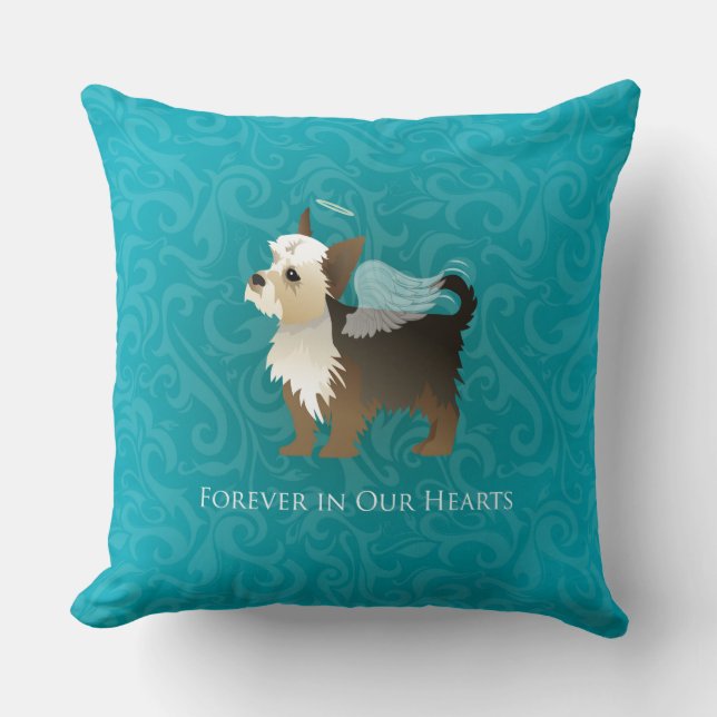 Yorkie - Pet Memorial - Angel Dog Kissen (Vorderseite)