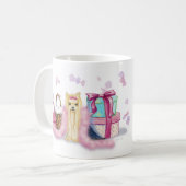 Yorkie Pink Fether Boa Coffee Cup Tasse (Vorderseite Links)