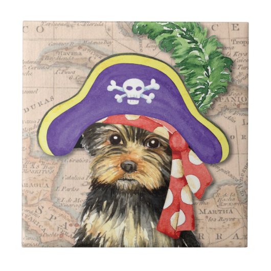 Yorkie Pirate Fliese (Vorderseite)